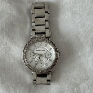 Michael Kors Stainless Steel Watch with Crystal Bezel